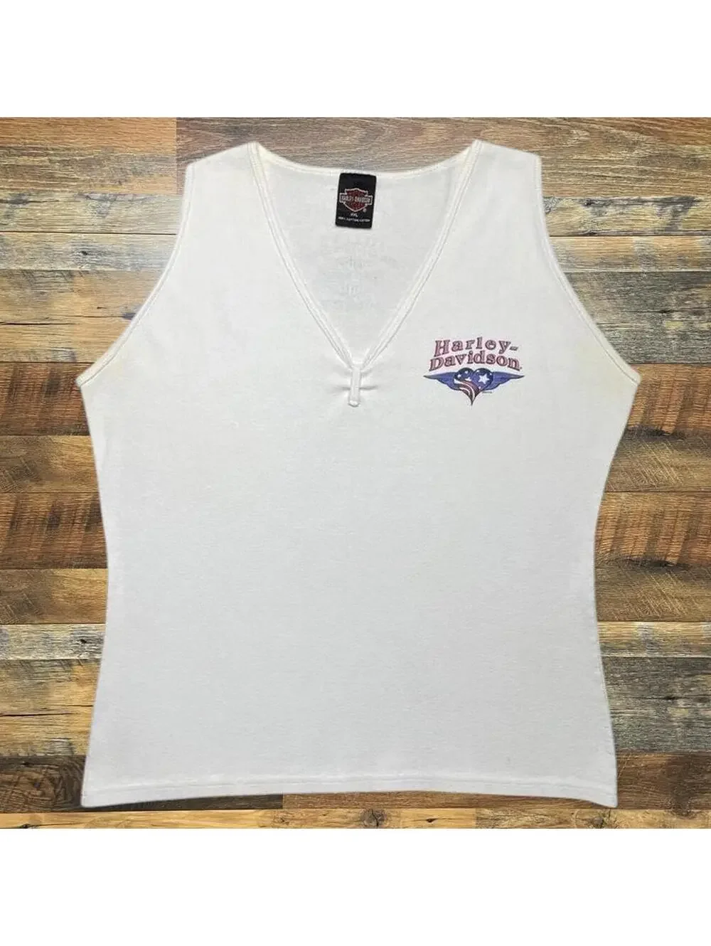 Vintage Y2K Harley Davidson Womens V Neck Tank Top 2XL North Carolina
